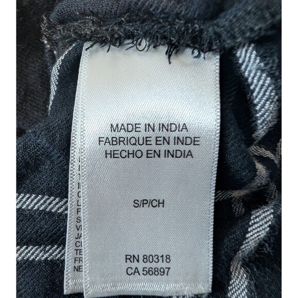 Lucky Brand Size S Blouse Flannel Boyfriend Black & White Button Down Soft - Picture 8 of 10